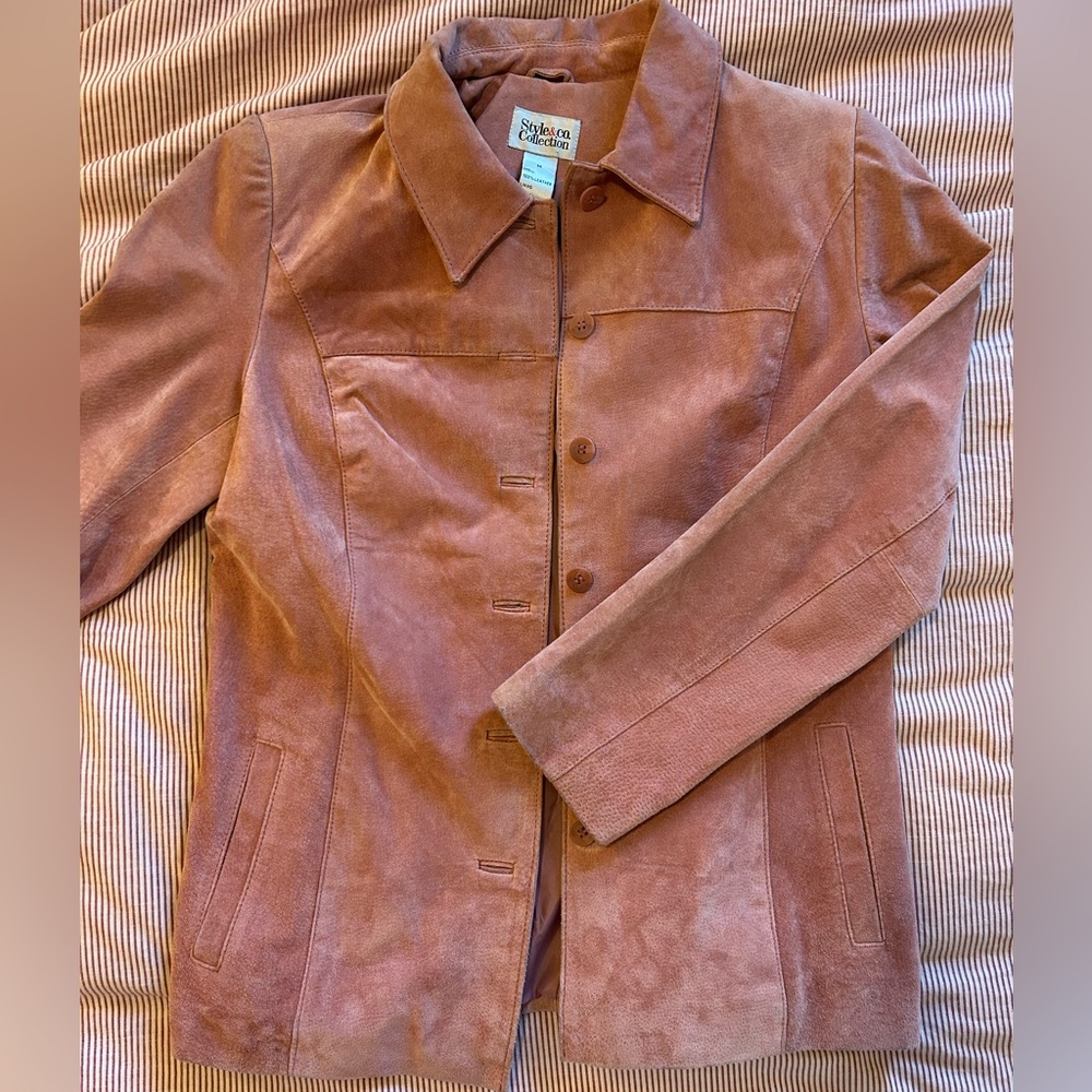 Vintage Suede Leather Women’s Pink Blazer